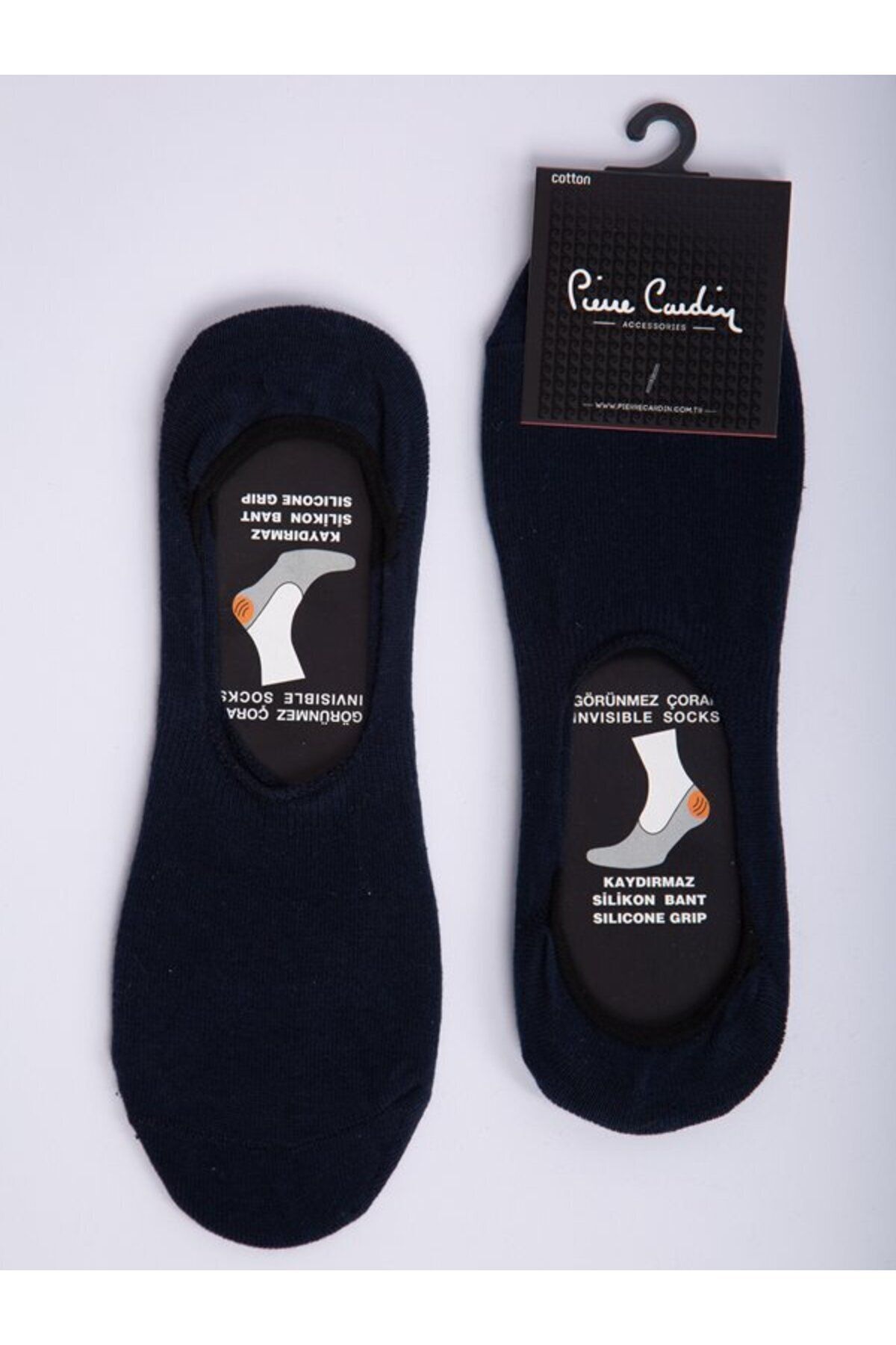 Pierre Cardin Pamuk 6’lı Lacivert Silikon Bantlı Kaymaz Babet Çorap Pc-400