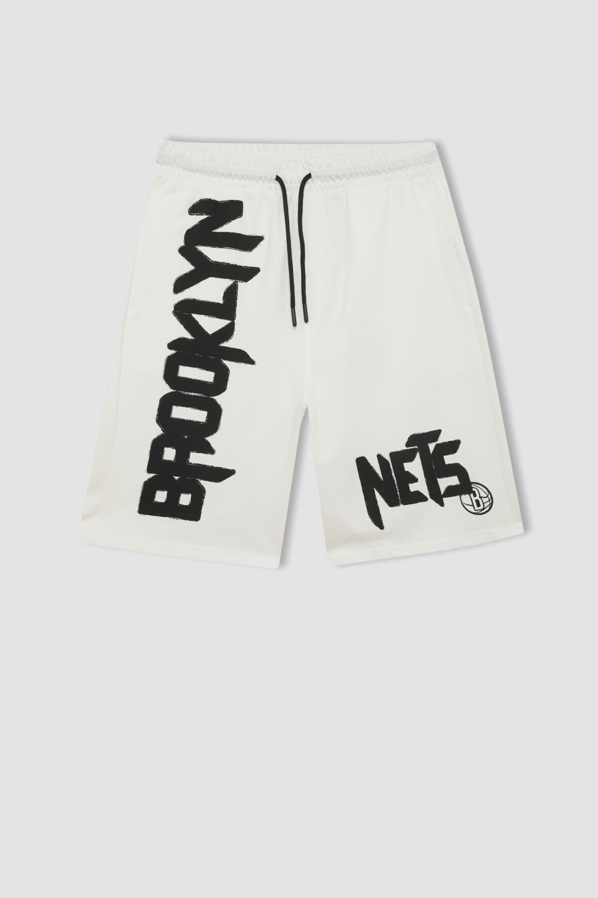 Defacto Fit Nba Brooklyn Nets Regular Fit Kısa Paça Şort Y5025az24sm