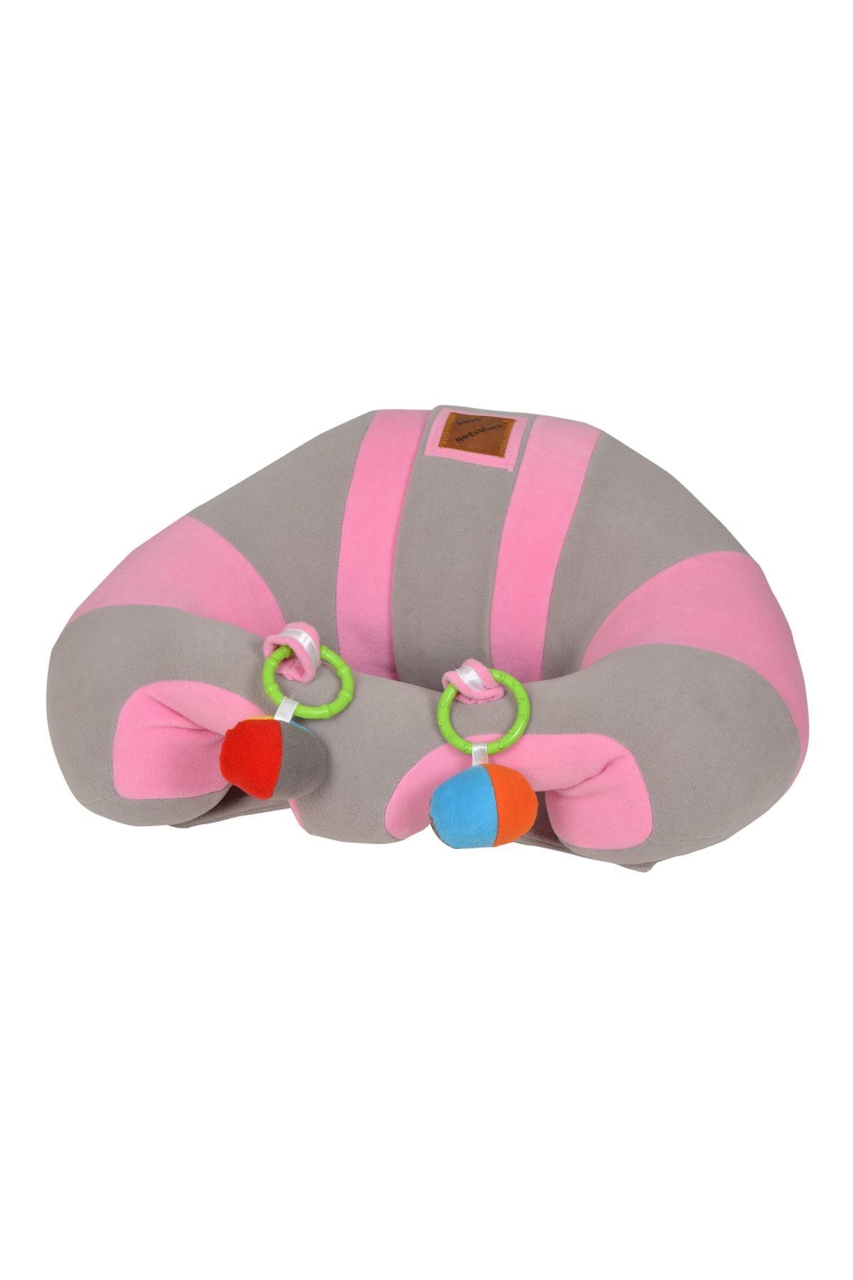Bebeyatmaz Çıngıraklı Gri-pembe Bebe Yatmaz Bebek Oturma Destek Minderi Bebek Koltuğu