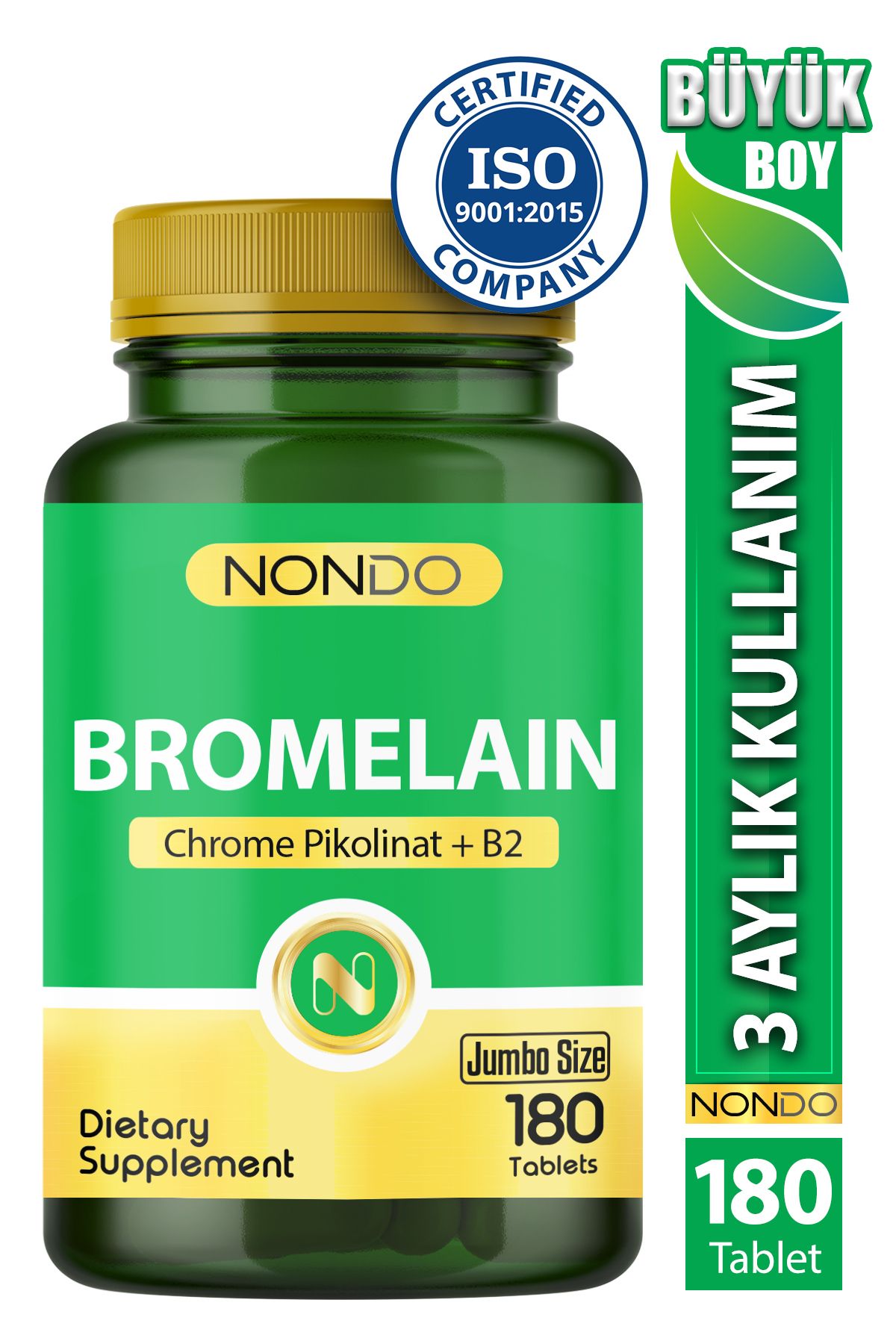 Nondo Bromelain 750 mg 180 Tablet (Jumbo Boy 3 Aylık Kullanım Bromelian )