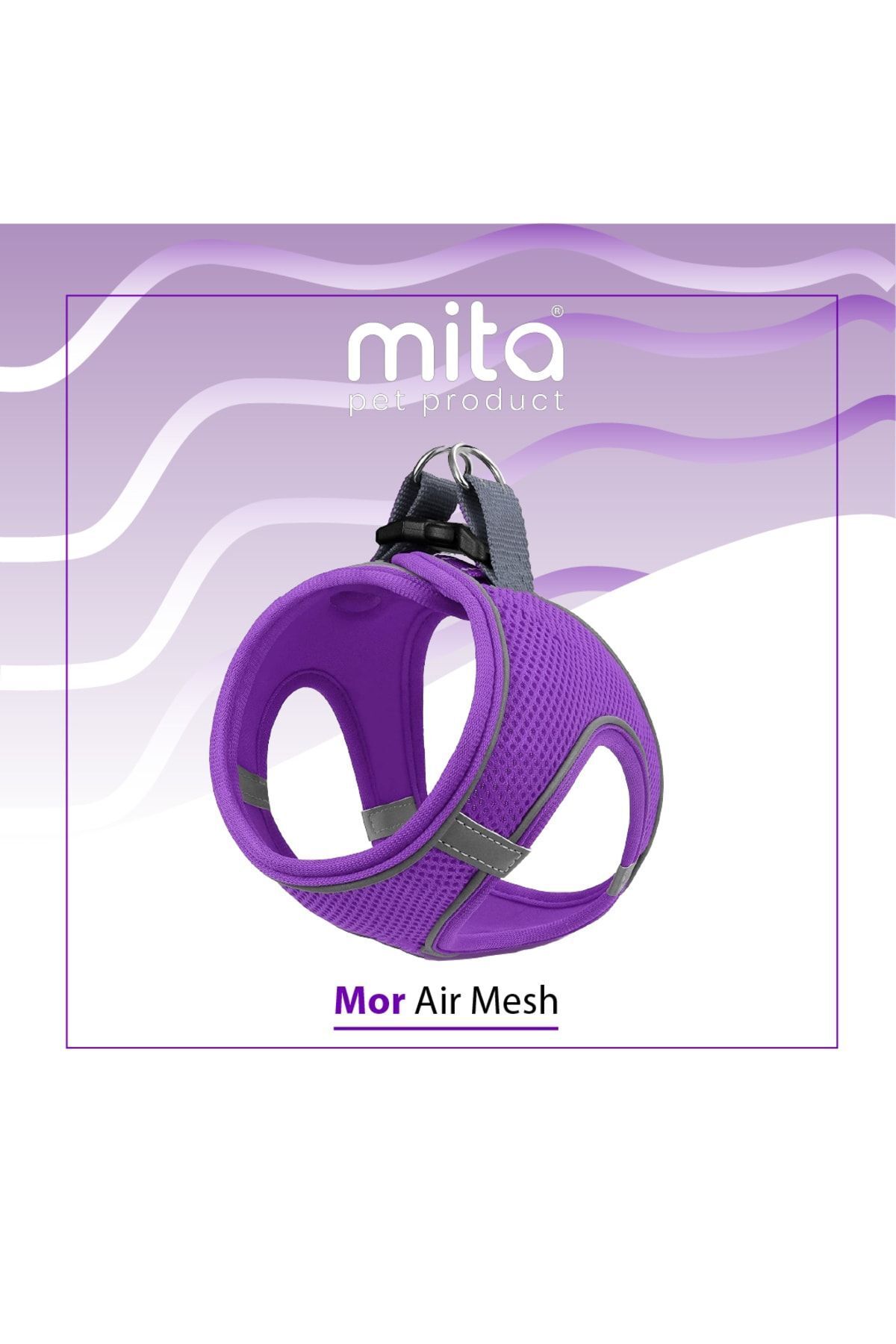 Genel Markalar Mita Air Mesh Kedi Köpek Göğüs Tasması Çift Reflektörlü, Terletmeyen Mor / purple Xs