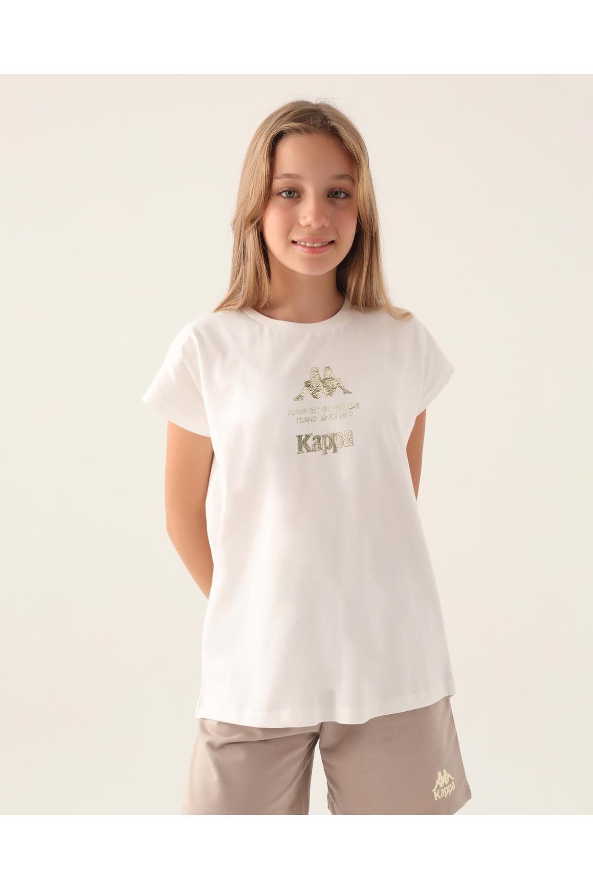 Kappa Authentic Carmen Kız Çocuk Ekru  Regular Fit Tişört