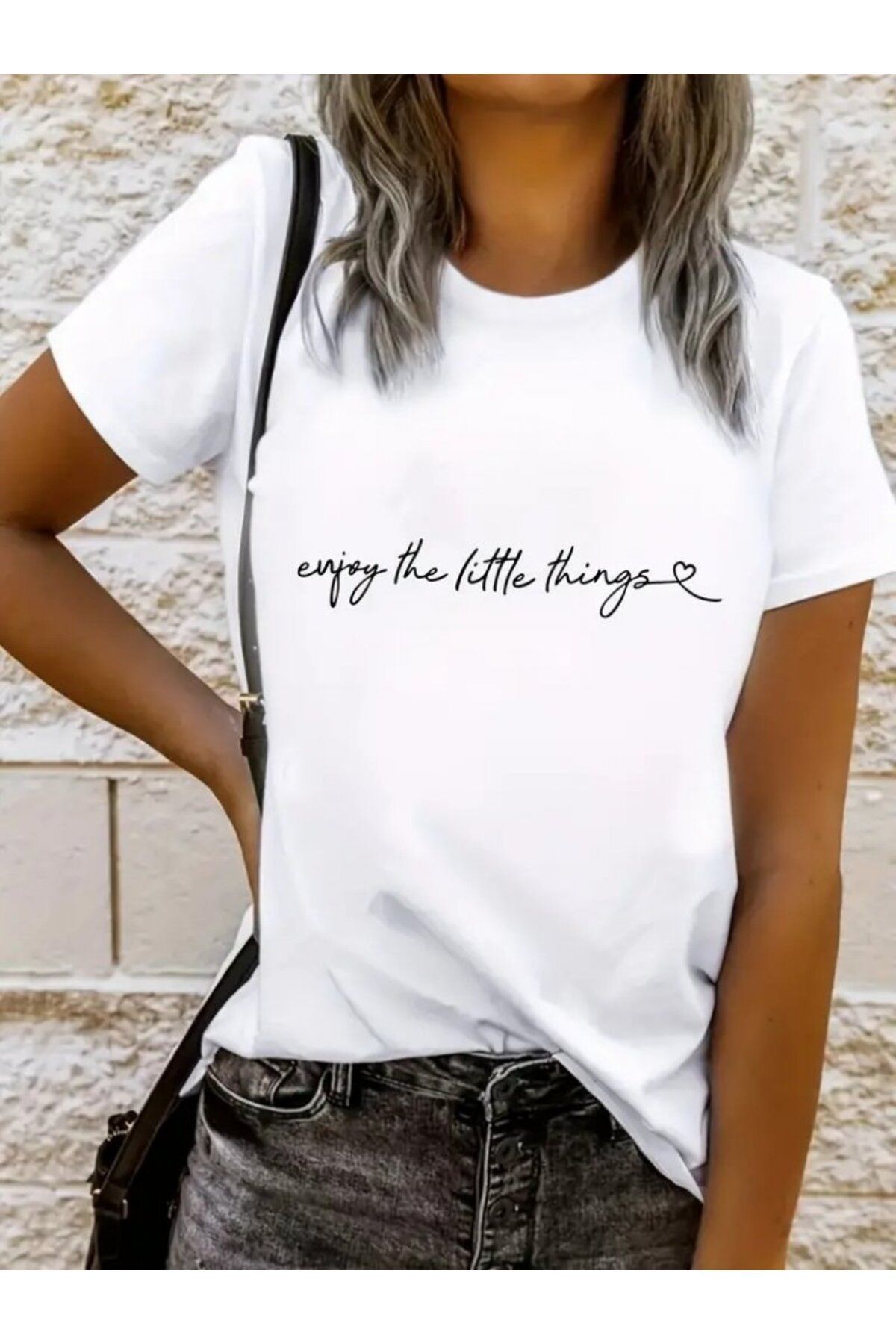 Q5concept Kadın Kısa Kollu önü Yazı Baskılı Basic Süprem T-shirt