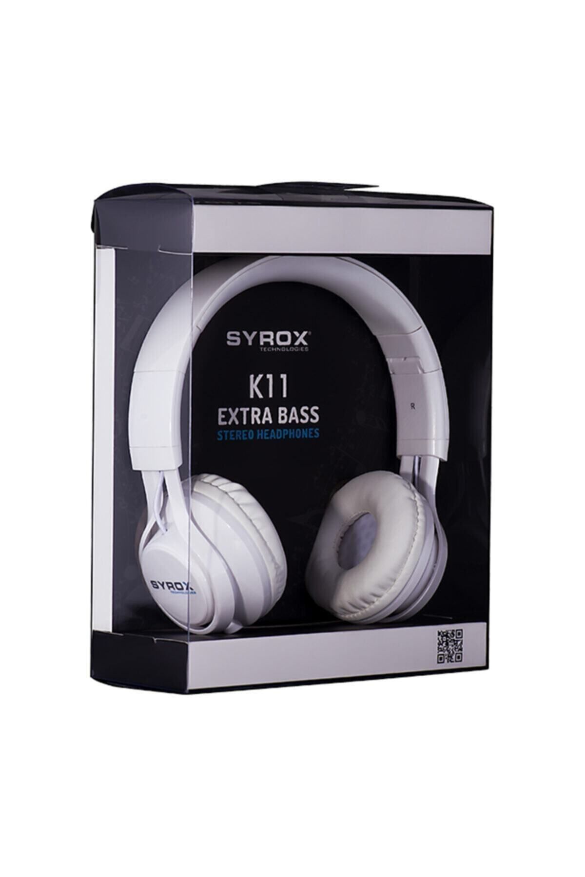 Syrox K11 Stereo Kablolu Kulaküstü Kulaklık Beyaz