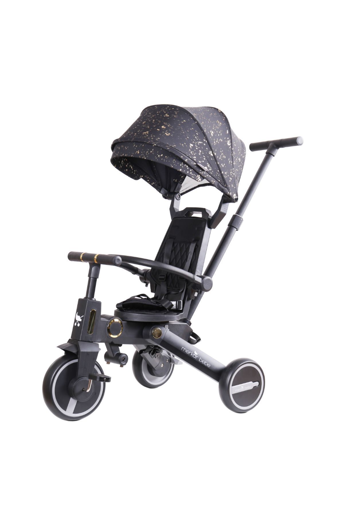Merkürbebe Merkür Bebe Katlanabilir Çift Yönlü Üç Tekerlekli Bebek Ve Çocuk Bisikleti Gold Edition