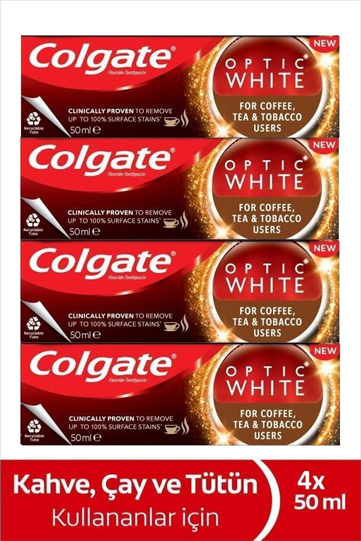 Colgate Optic White Kahve, Çay Ve Tütün Kullanıcıları Için Diş Macunu 50 ml X4 Adet