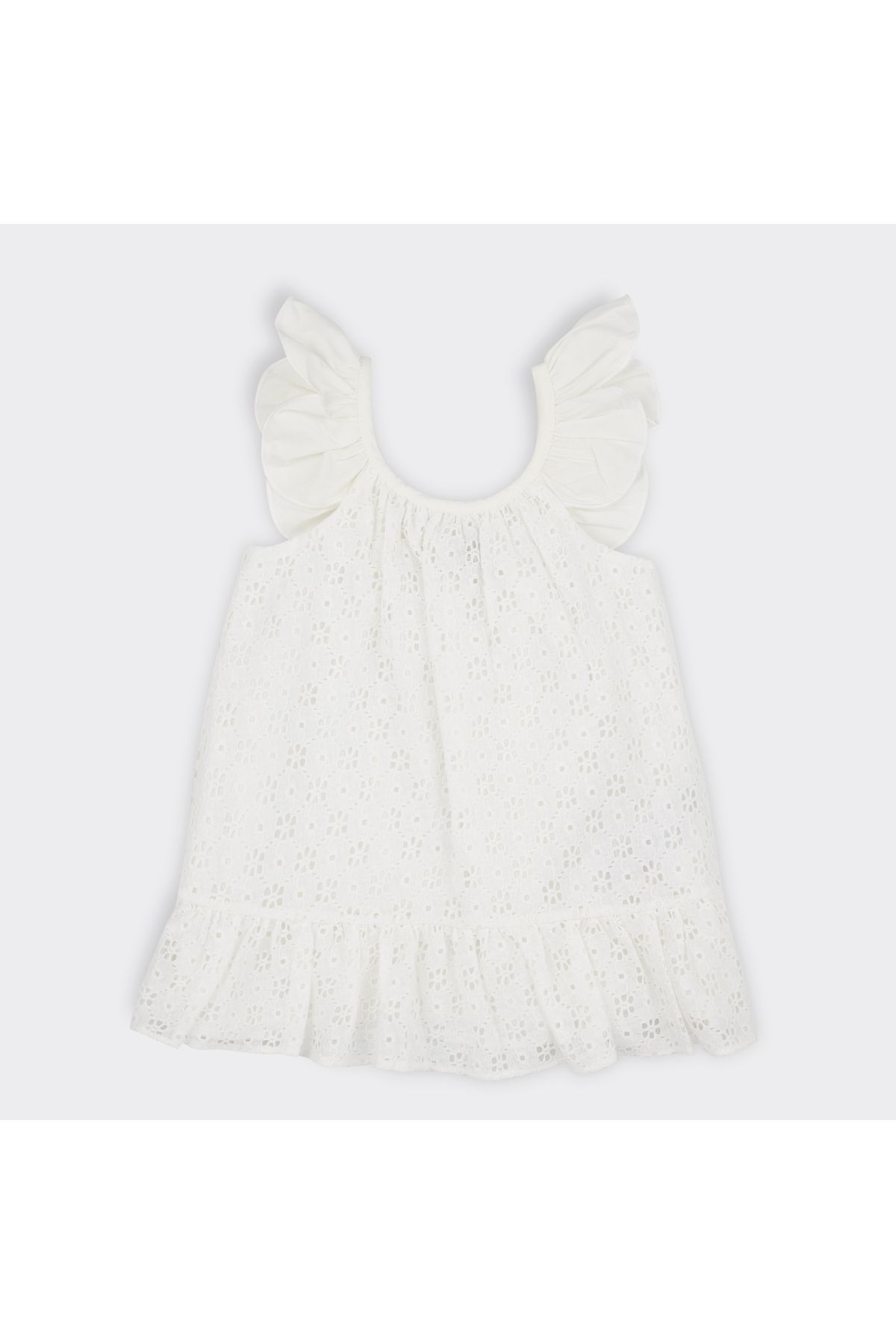 Panço Kız Bebek Yakası Dilimli  Elbise