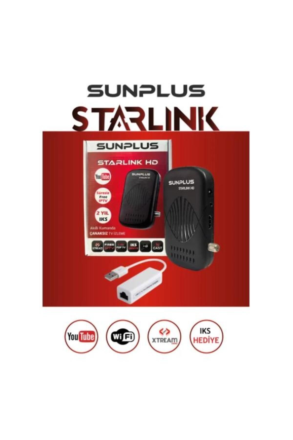 Sunplus Starlink Turbo Çanaklı-Çanaksız Full Hd Sınırsız Sinema Paketli Uydu Alıcısı Ethernet hediye