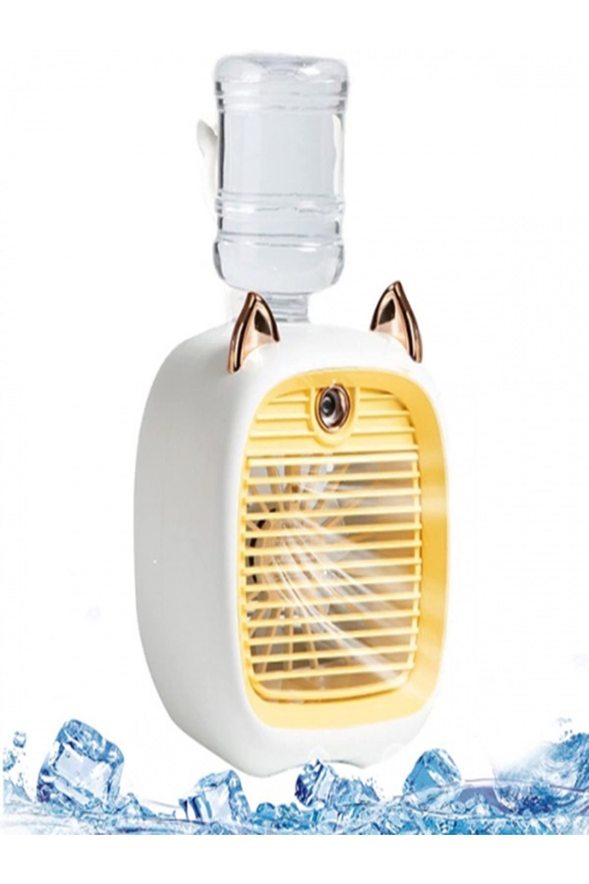 EZERE Hava Nemlendiricili Masaüstü Fan Taşınabilir Mini Klima Soğutucu Sarı Renk
