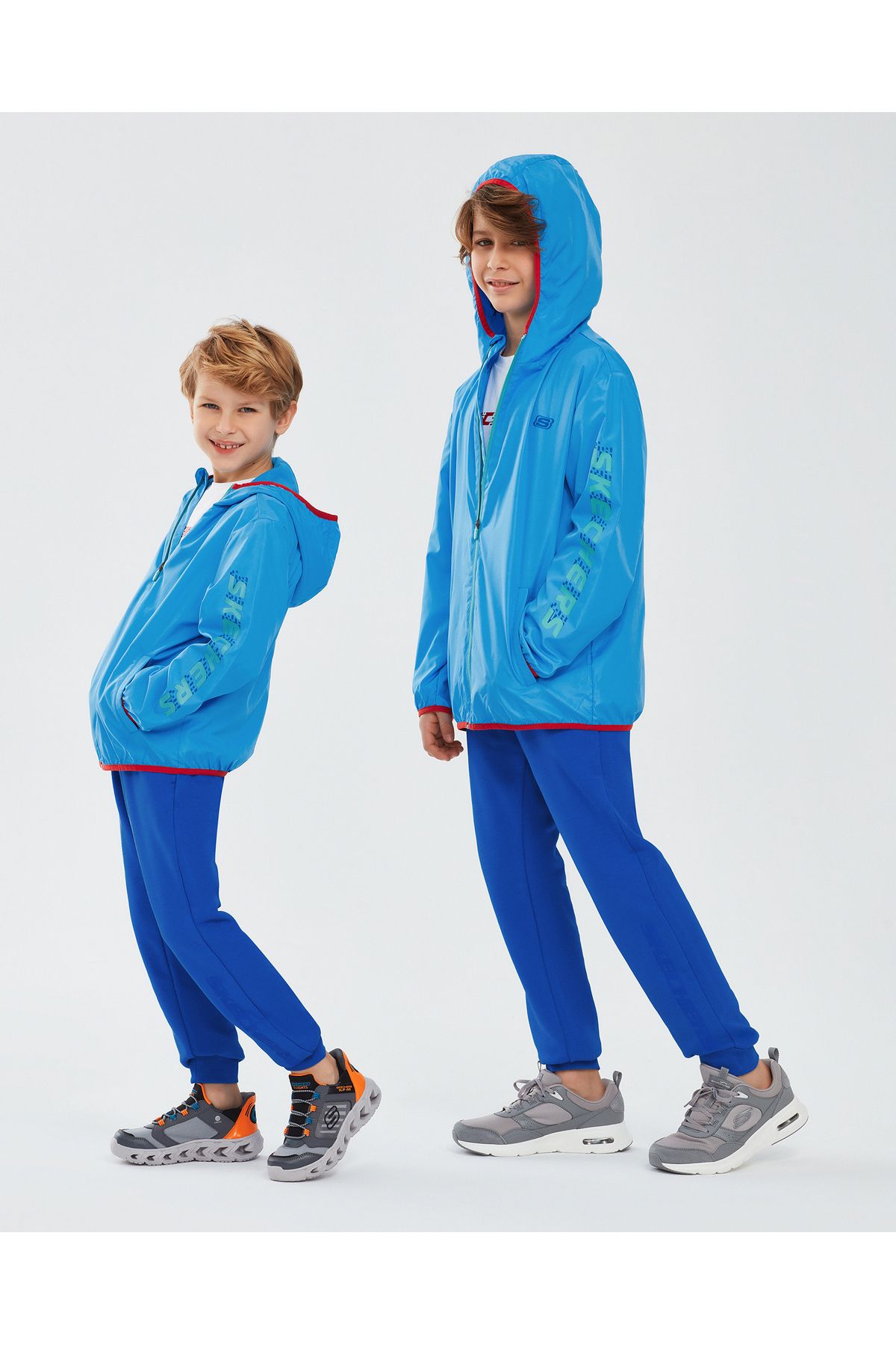 Skechers Micro Collection B Full Zip Hoodie Sweatshirt Büyük Erkek Çocuk Mavi Ceket Sk241086-400