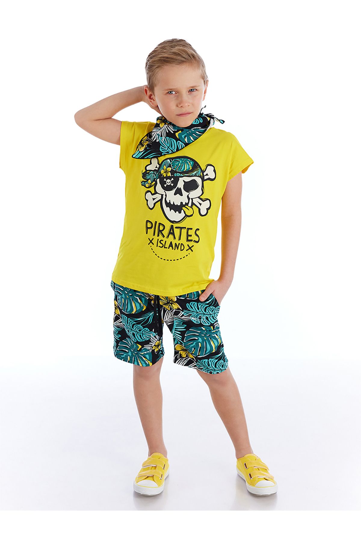 MSHB&G Hawaii Erkek Çocuk T-shirt Şort Bandana Takım