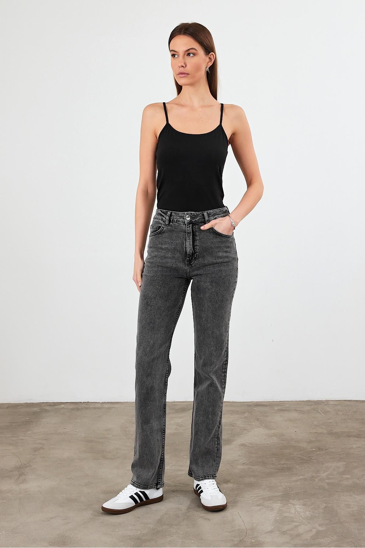VENA Kadın Marrakesh Vintage Black Straight Fit Jean Pantolon