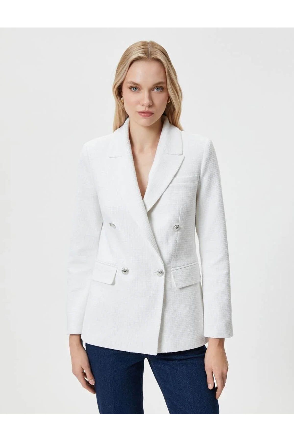 Koton Kadın Blazer Ceket Beyaz 4sak50001ew