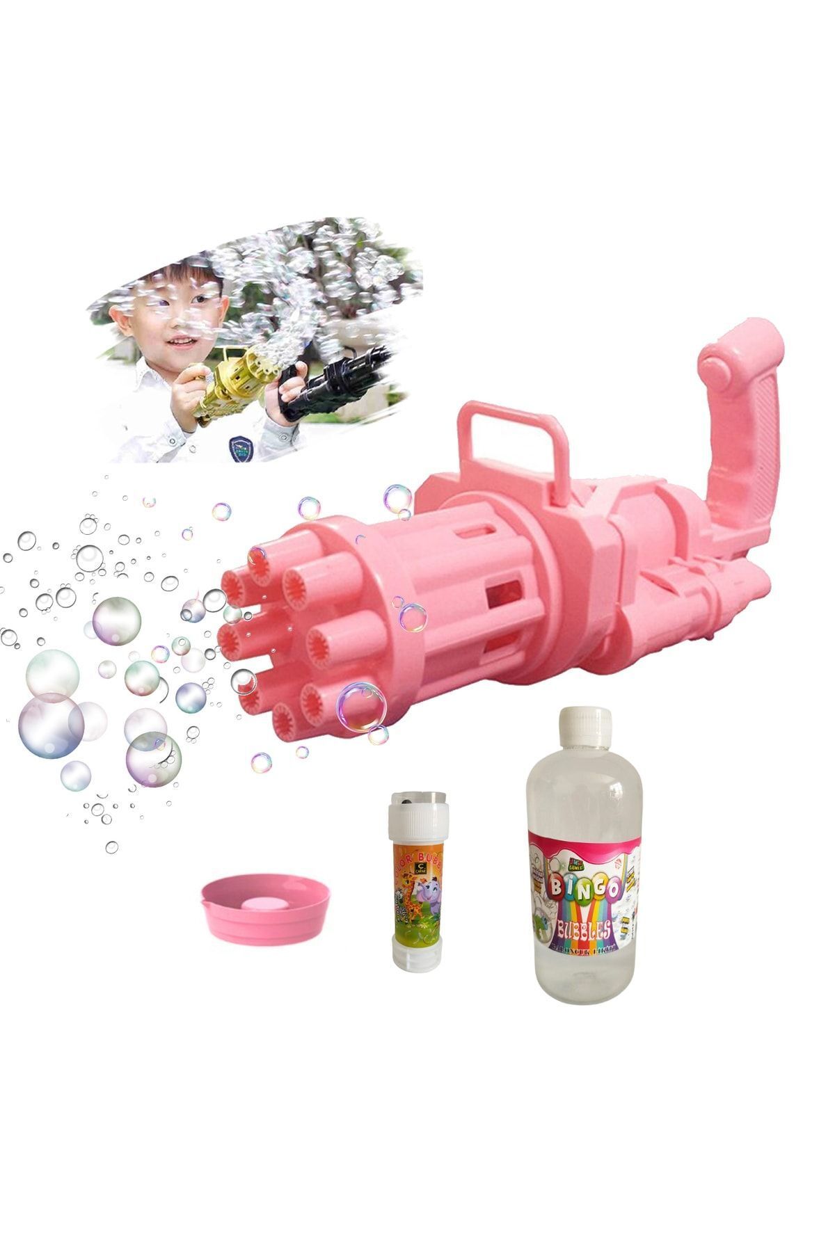 Mia Pilli Baloncuk Oyuncak Köpük Makinesi Tabancası Bubble Machine - 50 ml 500 ml Baloncuk Likiti