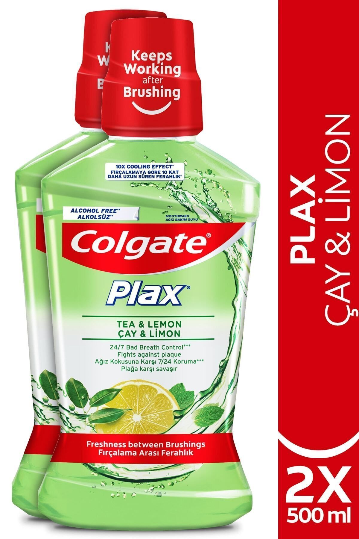 Colgate Plax Çay Ve Limon Plağa Karşı Ağız Bakım Suyu 500 ml X 2 Adet