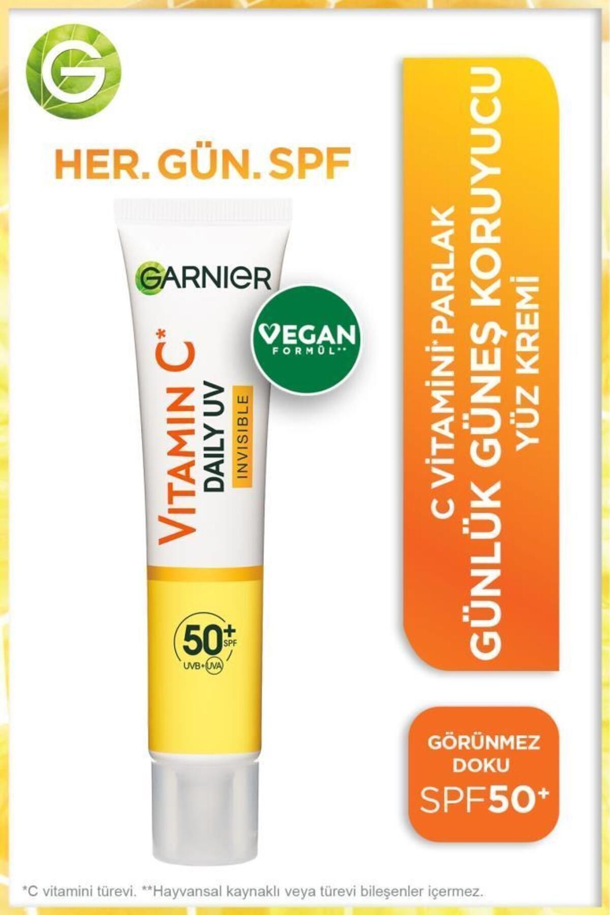 Garnier C Vitamini Günlük Güneş Koruyucu Fluid Yüz Kremi Görünmez Doku Spf50 40ml