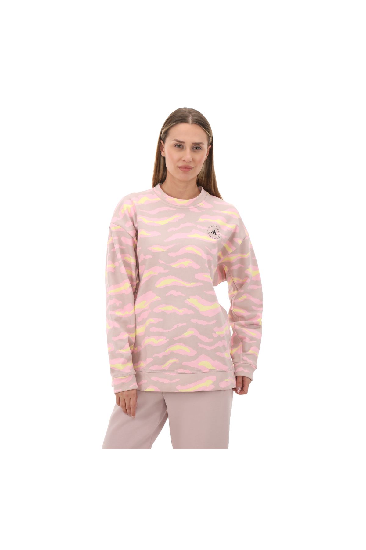 adidas IN3633-K adidas By Stella Mccartney Printed Kadın Sweatshirt Mor