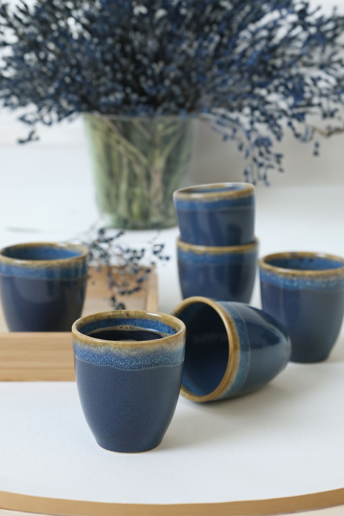 Keramika Shizen Mavi Latte Kupa 8 Cm 6 Adet Q39