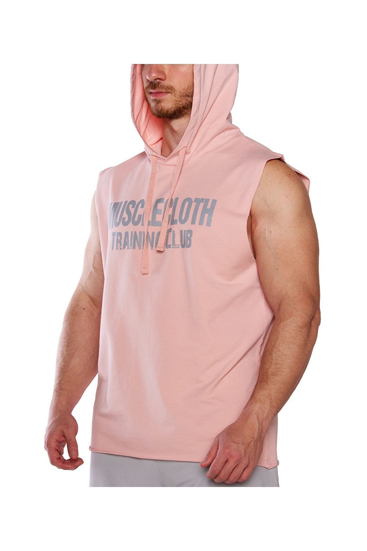 MUSCLECLOTH Training Club Kapüşonlu Kolsuz Sweatshirt Somon