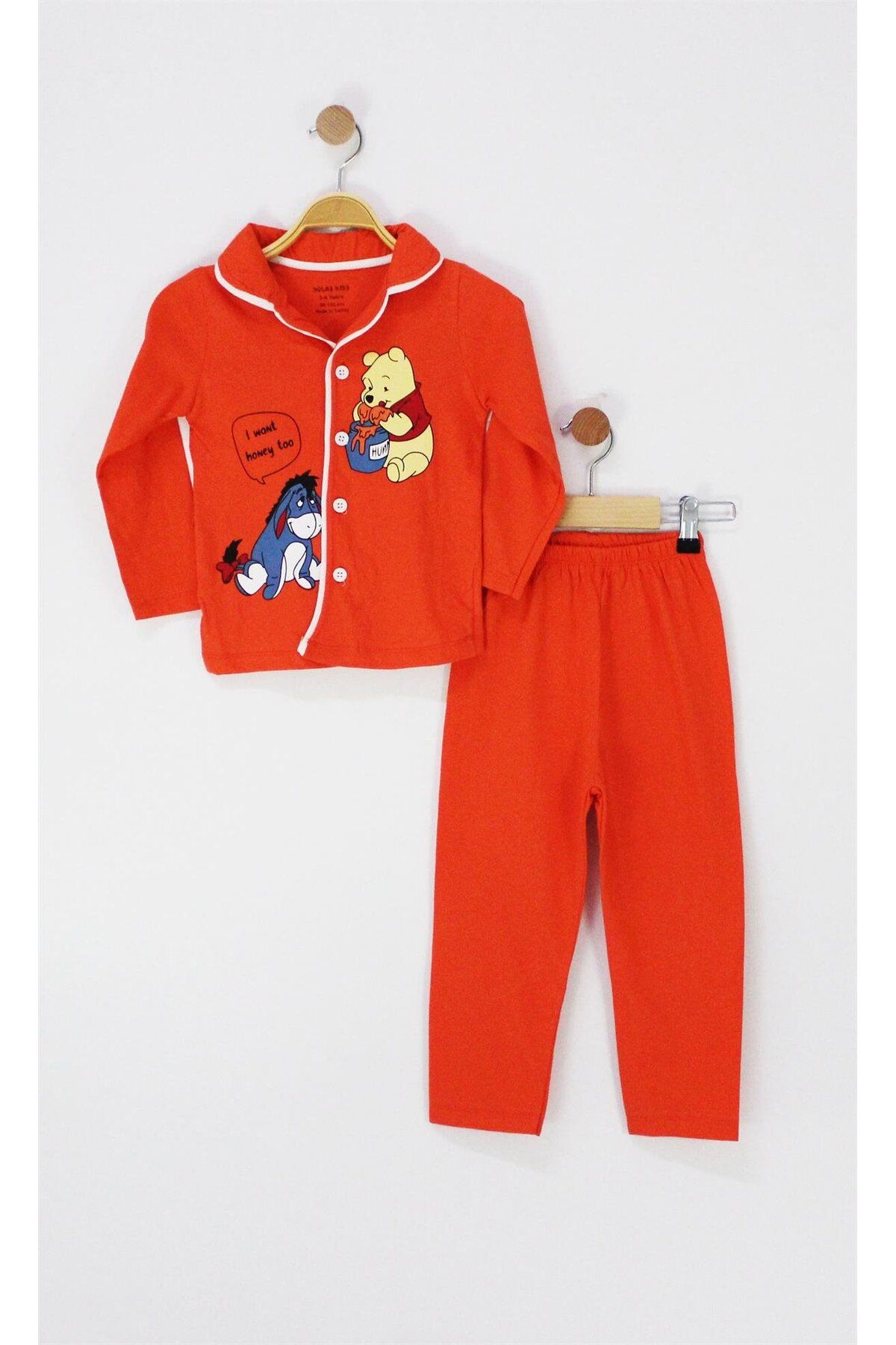 TRENDİMİZBİR Winnie The Pooh Baskılı Düğmeli Pijama Takımı