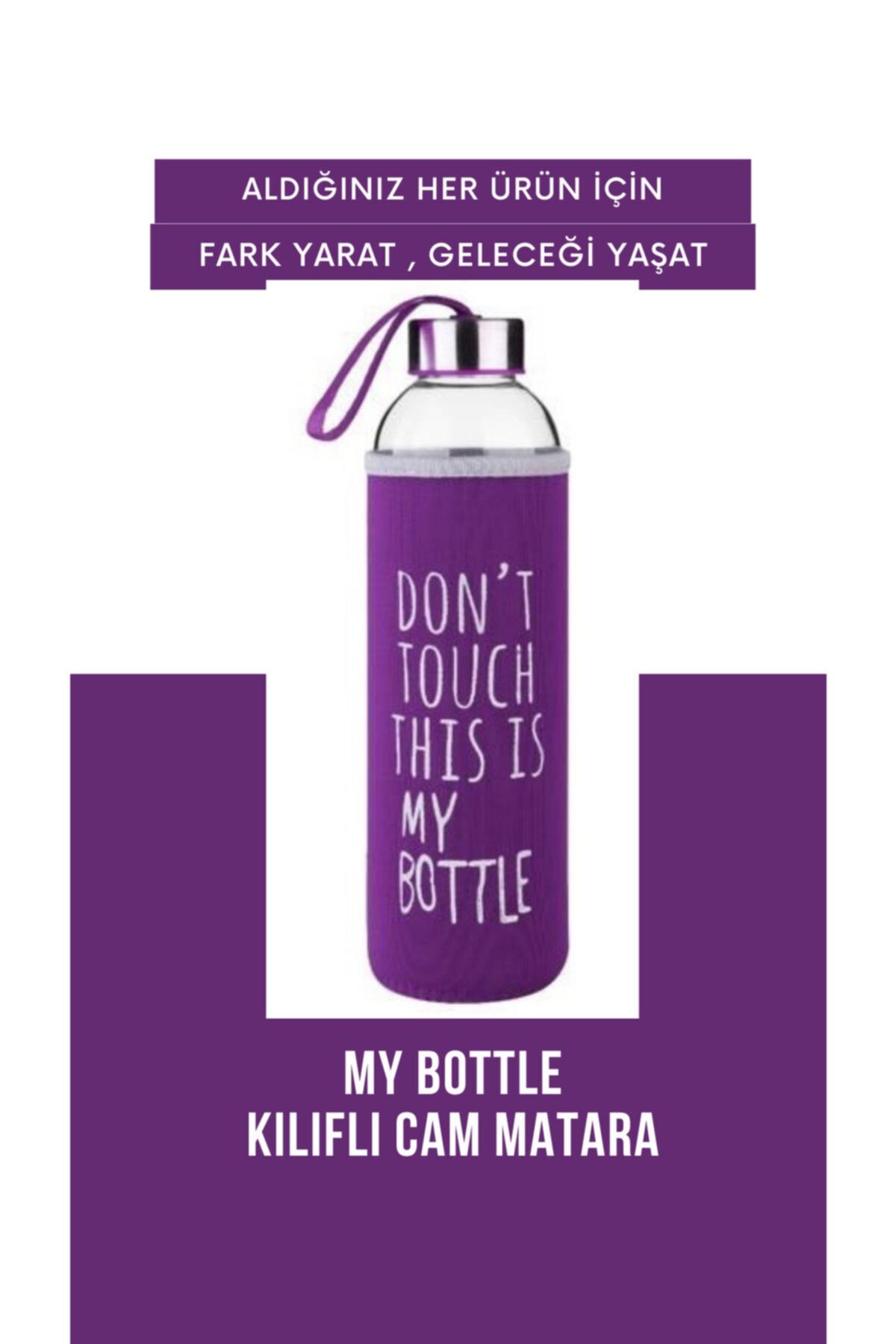 my bottle Mor Kılıflı Cam Matara 500 Ml