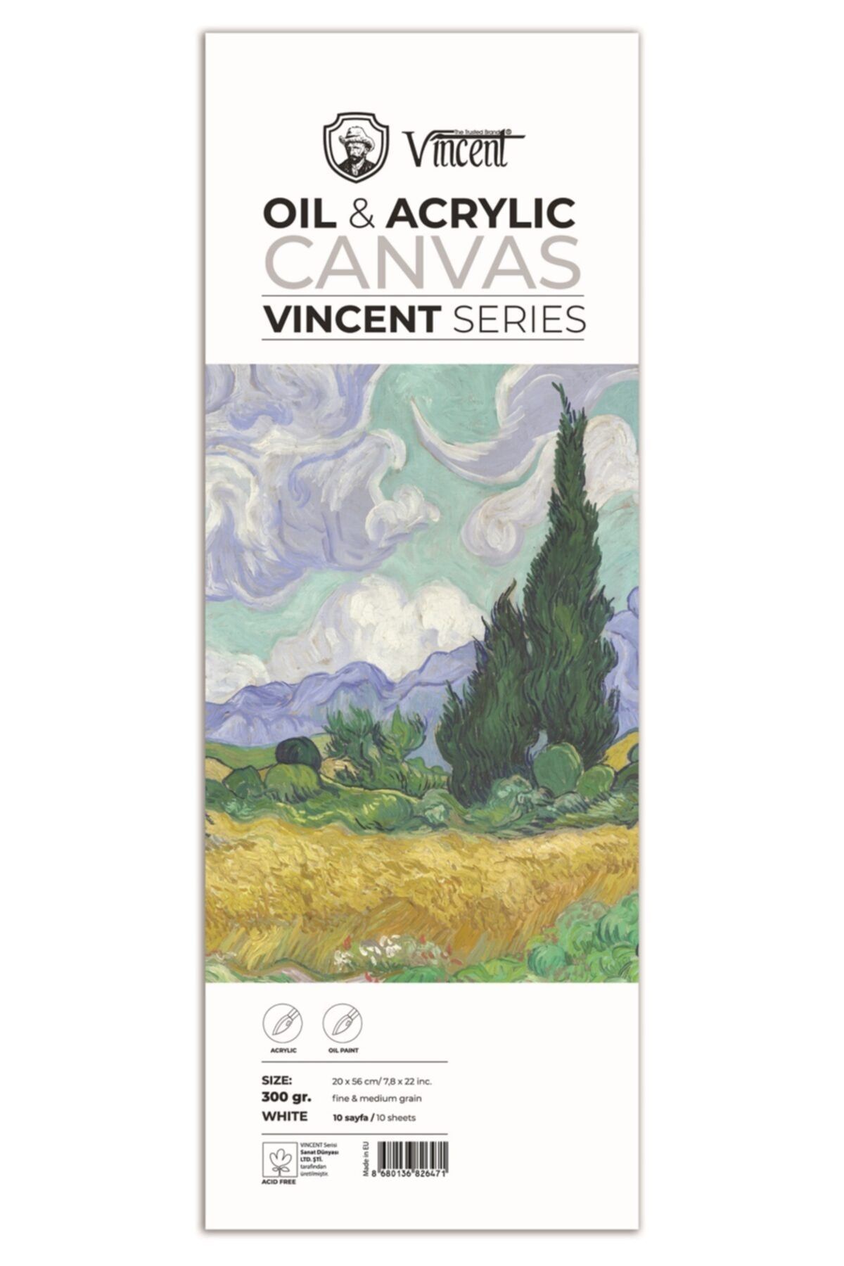 Vincent Vıncent Oıl Acrylıc Canvas Whıte 300gr 20cmx56cm 10 Sayfa Yağlı Ve Akrilik Boya Defteri
