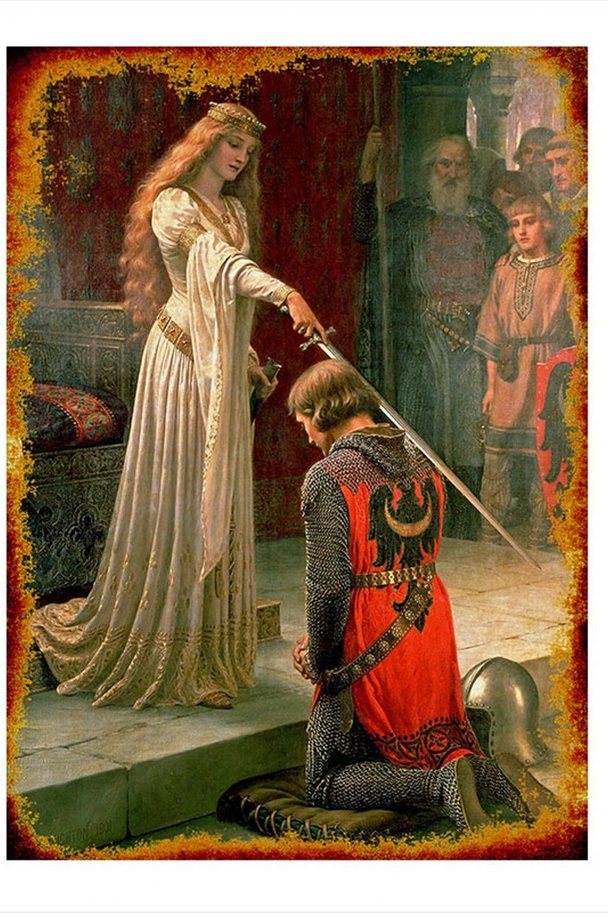 Tablomega Şövalye Ve Kraliçe Desenli Ahşap Tablo 50cm X 70cm