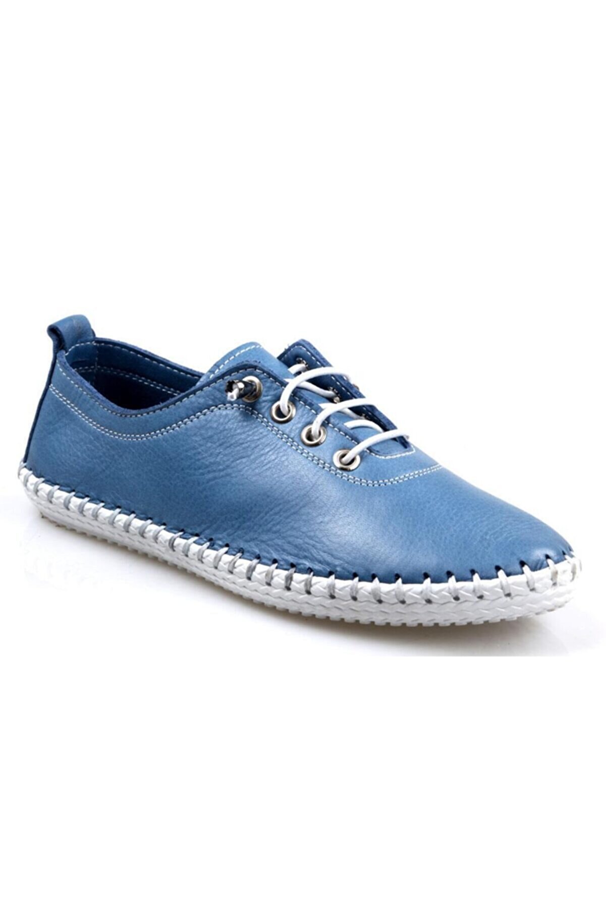 CATELLİ Bayan Ortapedik Mavi Deri Günlük Ayakkabı
