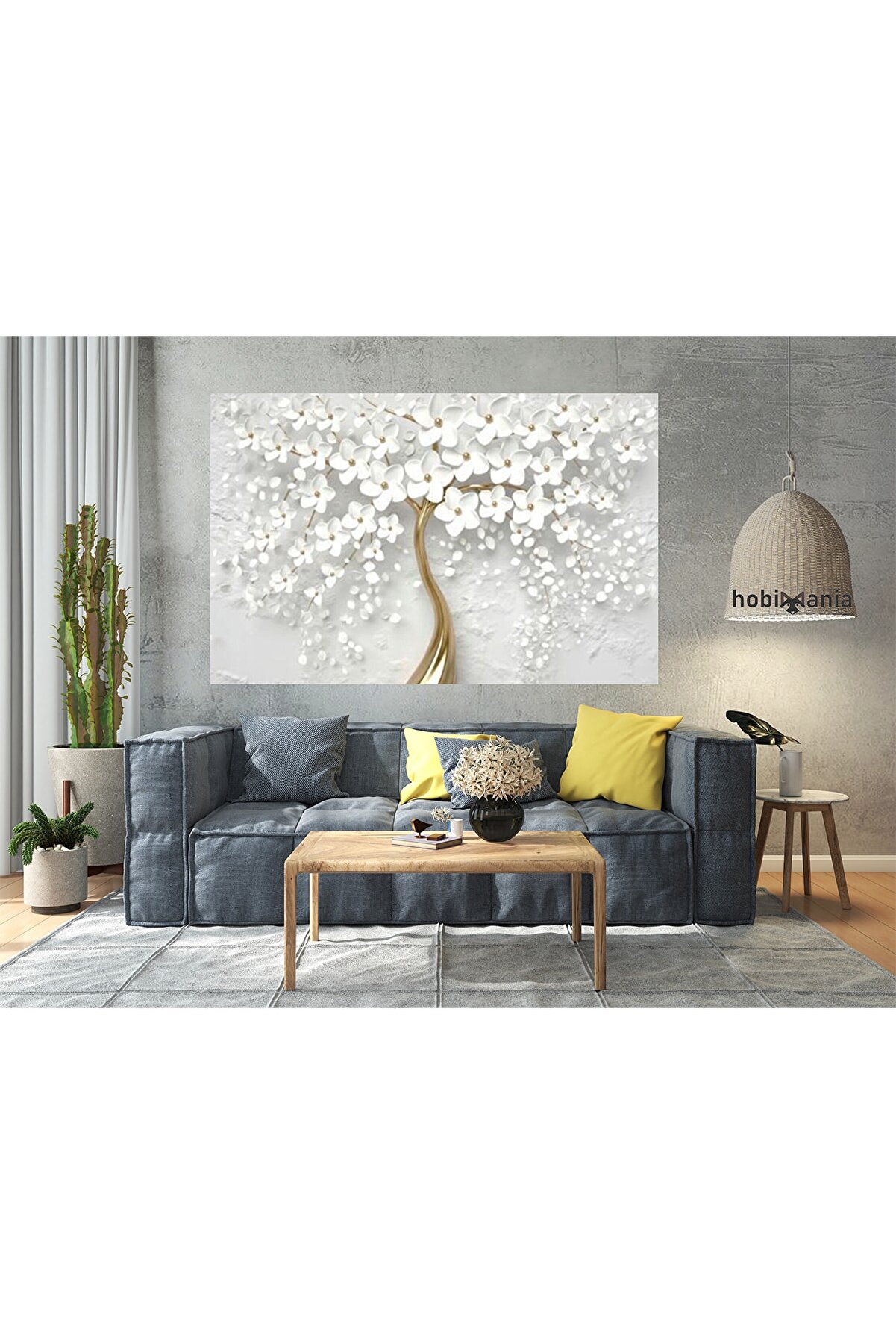 Hobimania Kanvas Tablo Beyaz Gelincik Dekoratif 40x60 Cm Duvar Dekorasyon Tablo Moda
