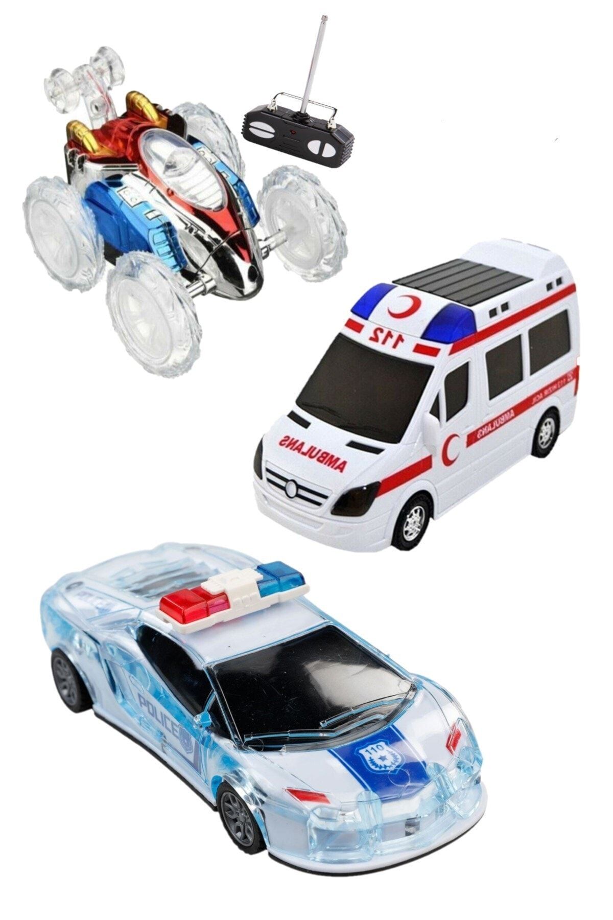 Hyd  Dasher Takla Atan Işıklı Çılgın Akrobat Ambulans Ve Polis Arabası Oyuncak Araba Seti