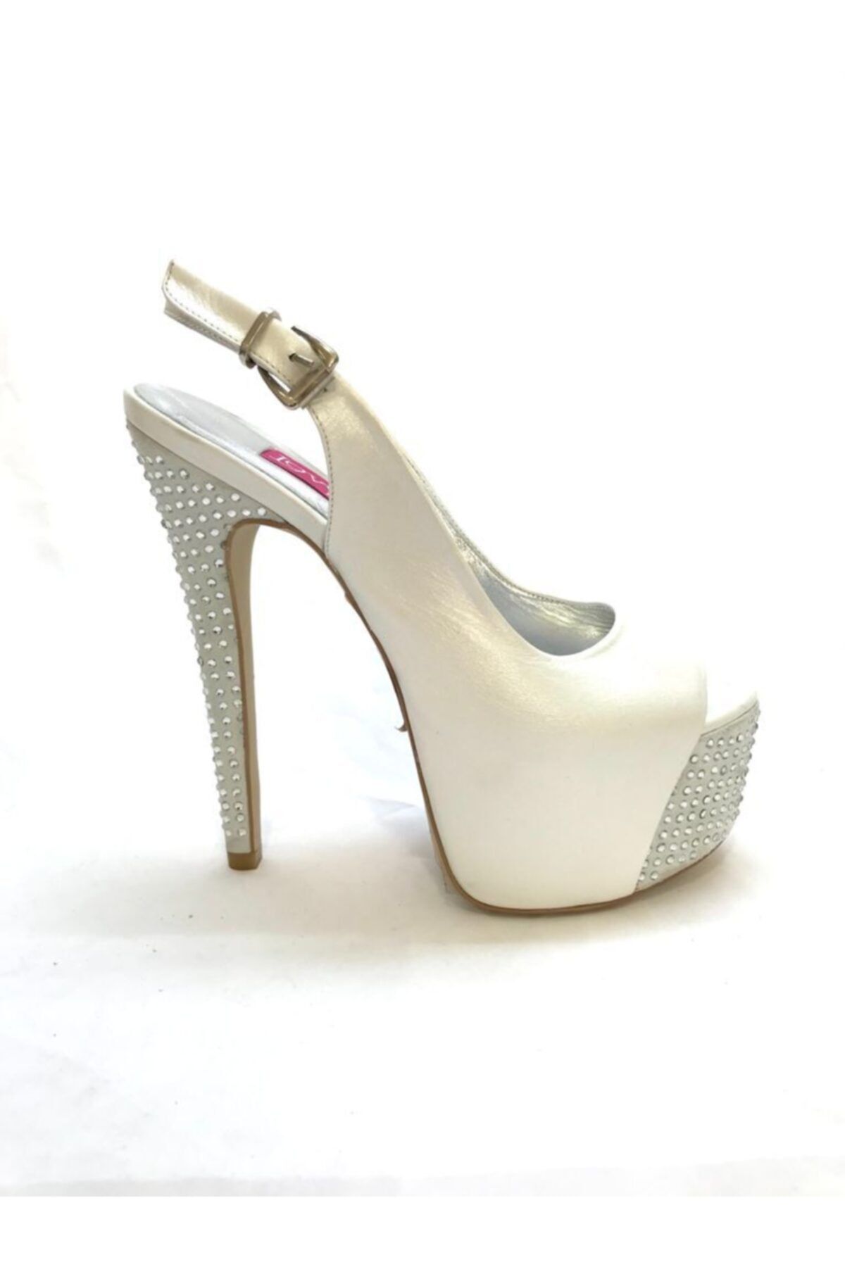 İnci Beyaz Taş Detaylı Kadın Topuklu Ayakkabı 120110115411