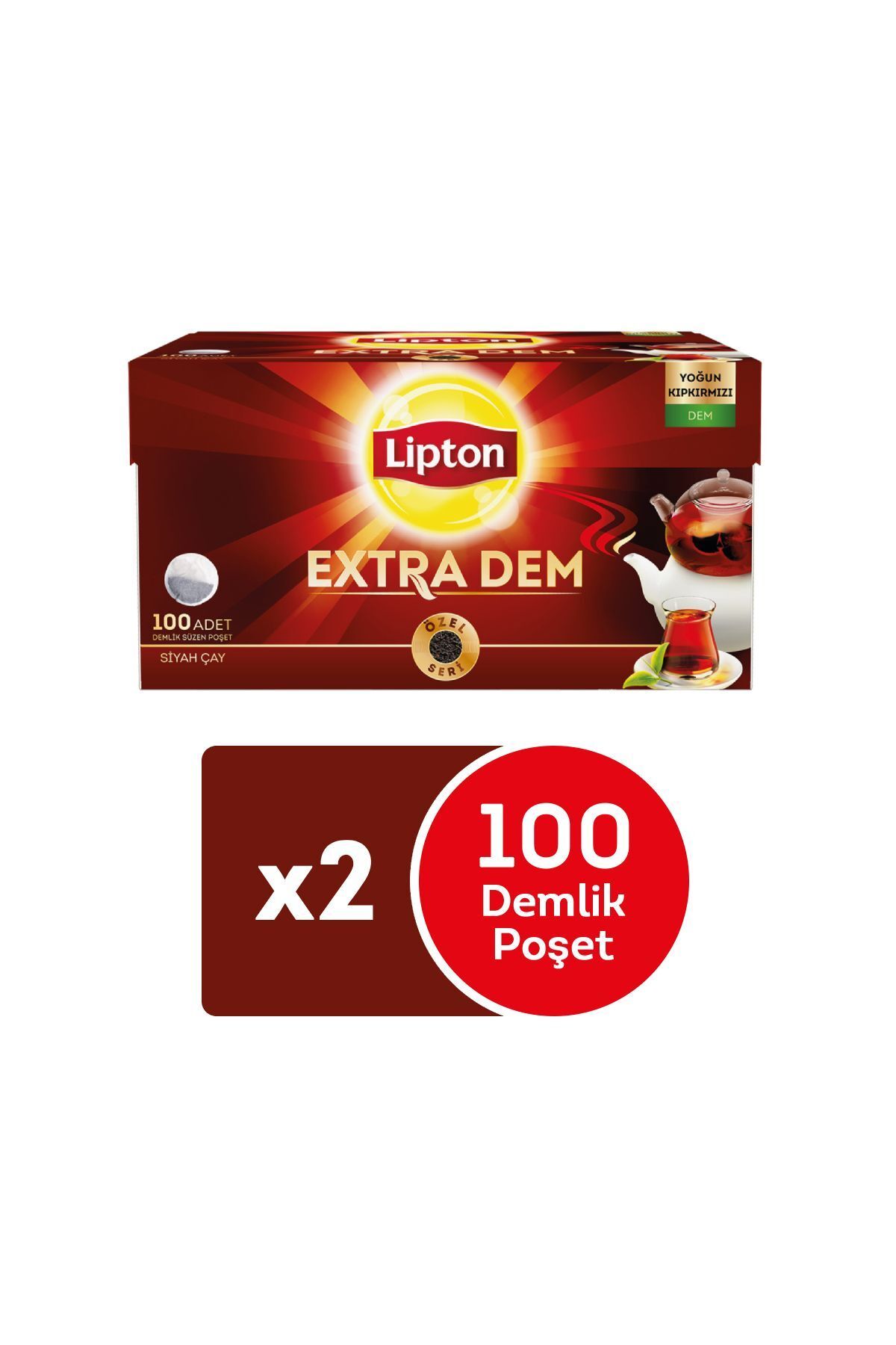 Lipton Extra Dem Demlik Poşet Çay 100'lü x 2 Adet