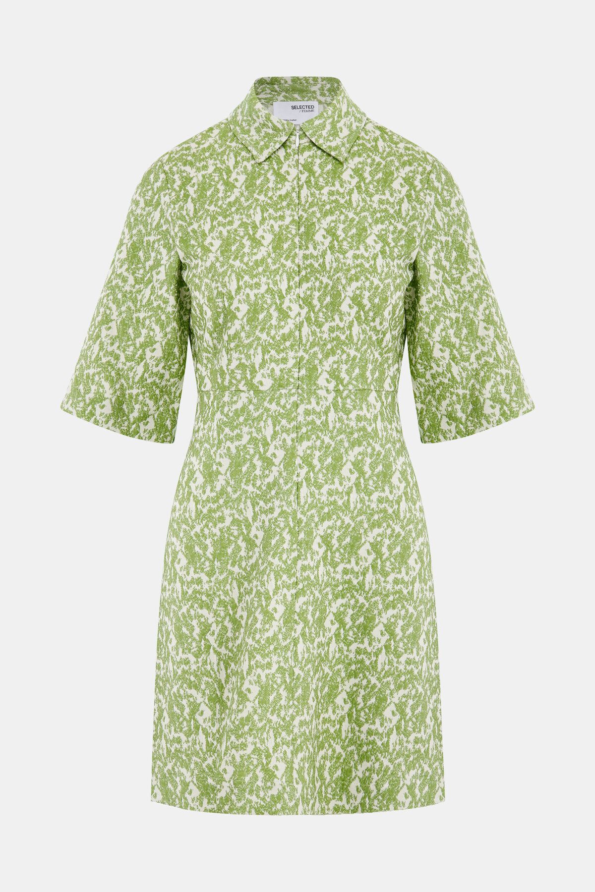 SELECTED Açık Yeşil Desenli Mini Elbise