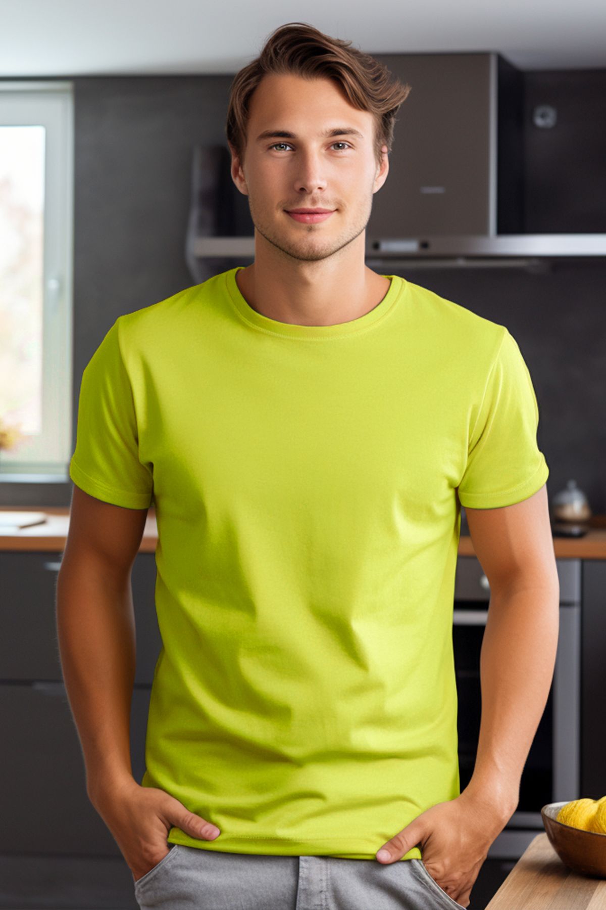 SadeRenk Unisex Neon Sarı Clima Cool T-Shirt