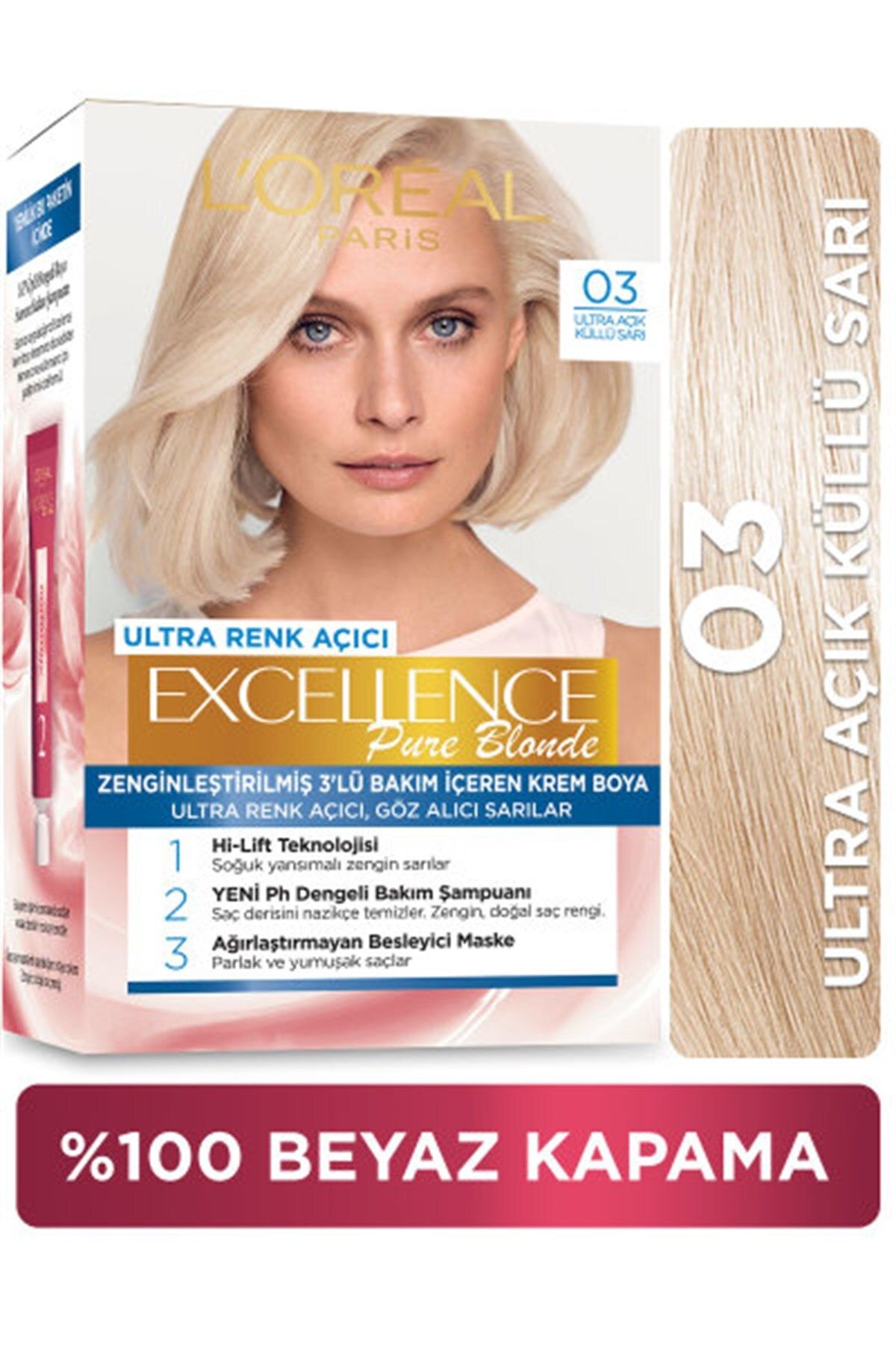 L'Oreal Paris L'oréal Paris Excellence Pure Blond Saç Boyası - 03 Ultra Açık Küllü Sarı
