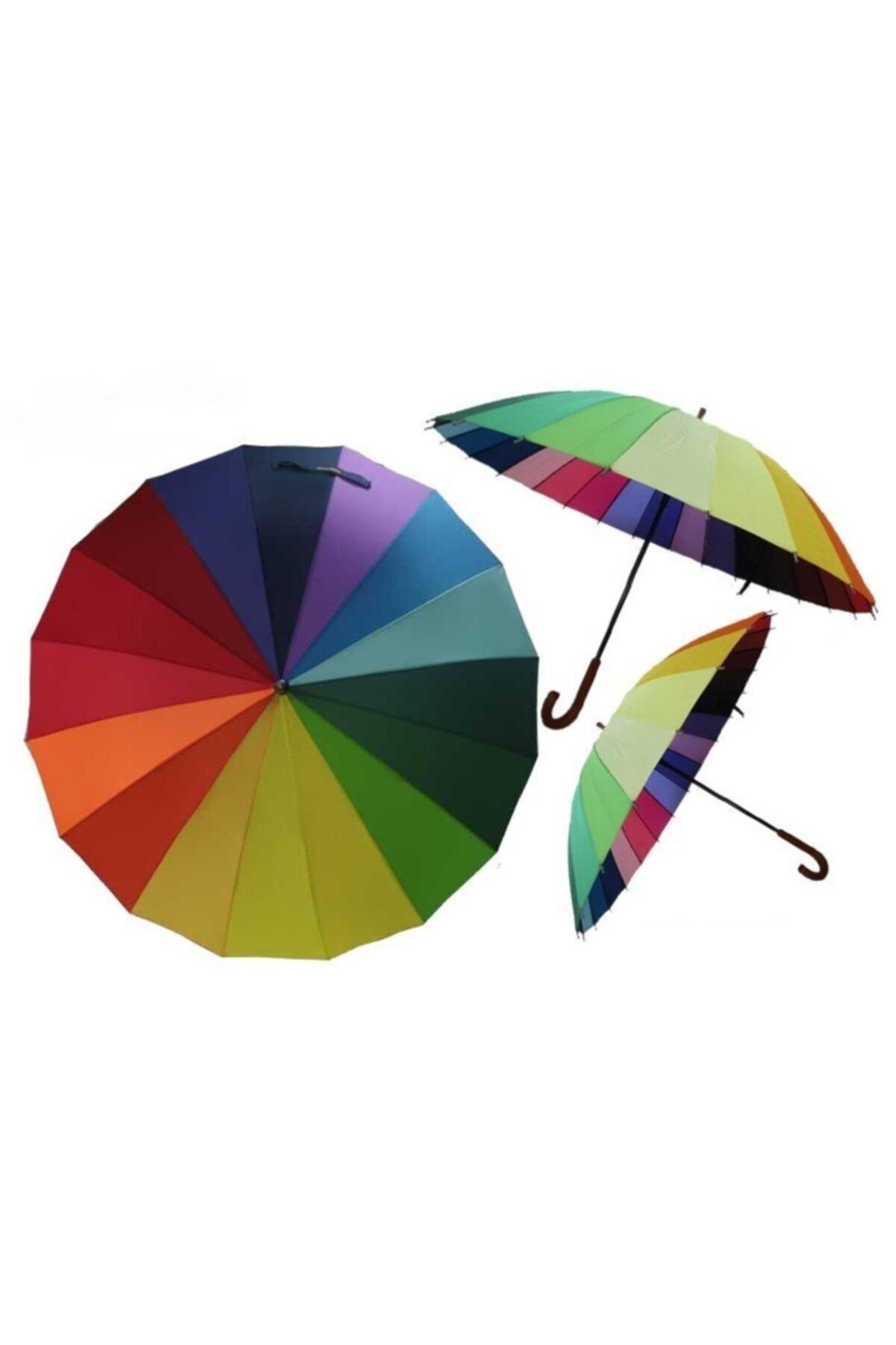 RoseRoi Gökkuşağı Şemsiye 16 Telli Rengarenk Dekorasyon Ve Süsleme Şemsiyesi