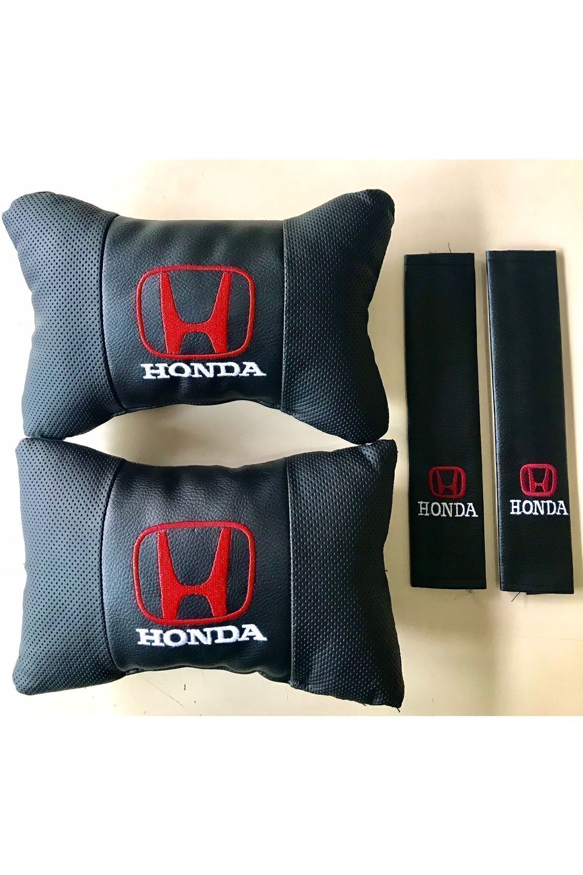 Honda Boyun Yastığı Deri Yastık Kemer Pedi Konfor Seti 2'li