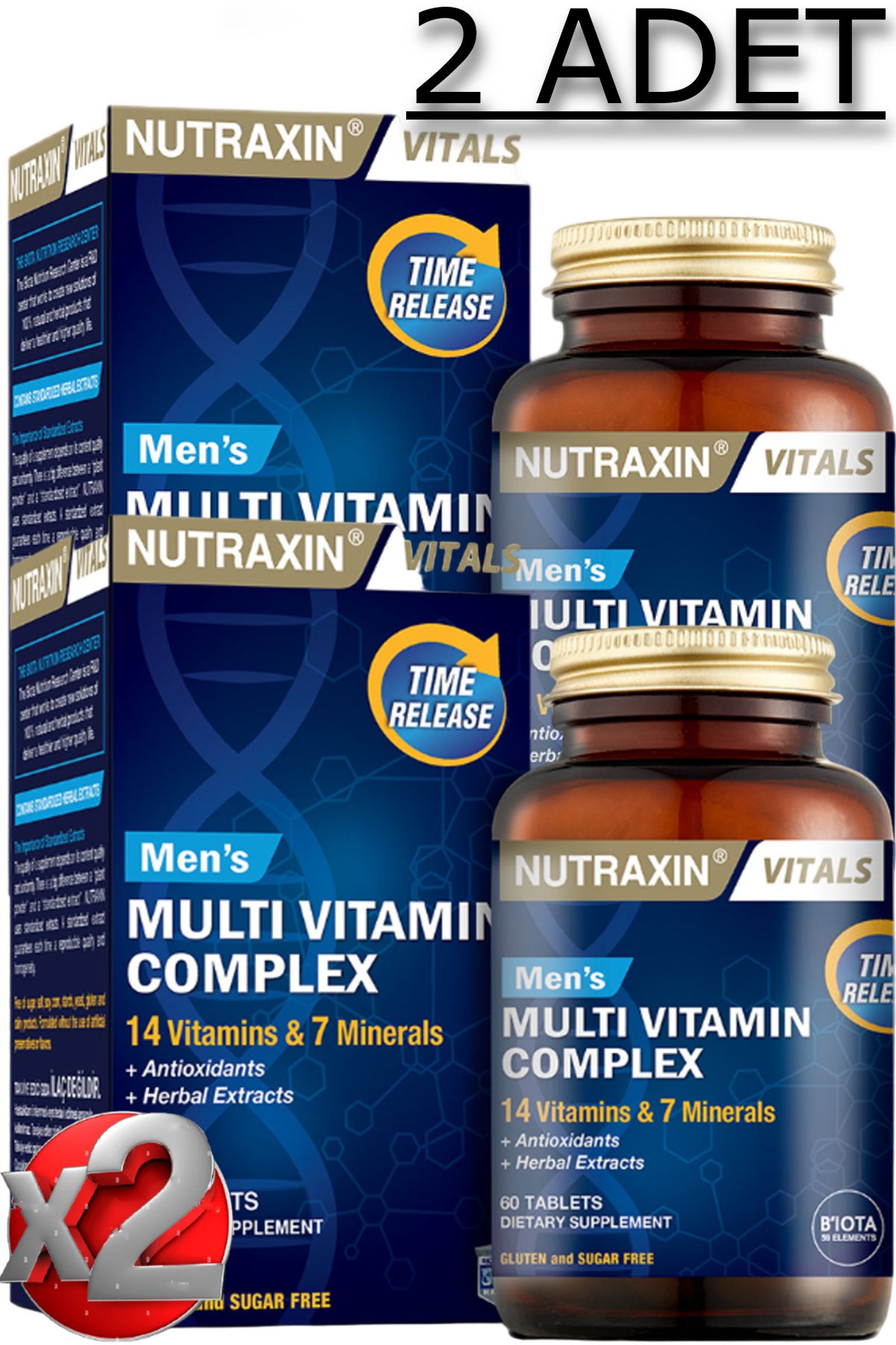 Nutraxin 2 Adet Nutraxin Men's Multi Vitamin Ve Mineral Complex 60 Adet Tablet - (Erkeklere Özel Formül)