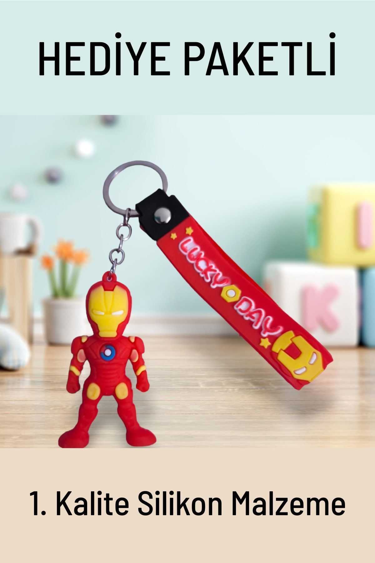 Q-TİME Iron Man Silikon Maskot Hediyelik Anahtarlık Ve Çanta Aksesuarı