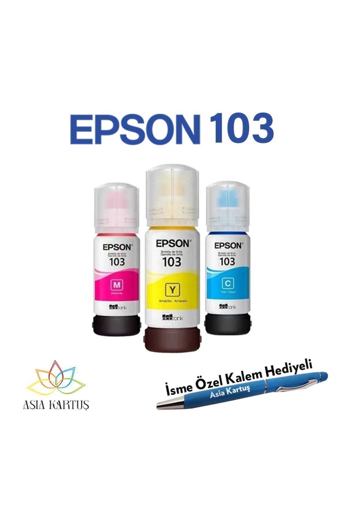 Epson EcoTank L11050 Uyumlu Kalem Hediyeli Epson 103 (CMY) 3 Renk Kartuş Mürekkep Seti