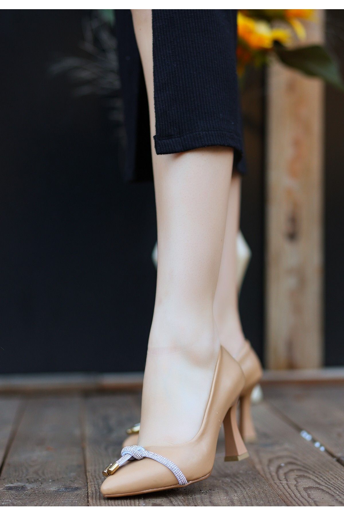 Erbilden Polina Nude Cilt Stiletto Ayakkabı