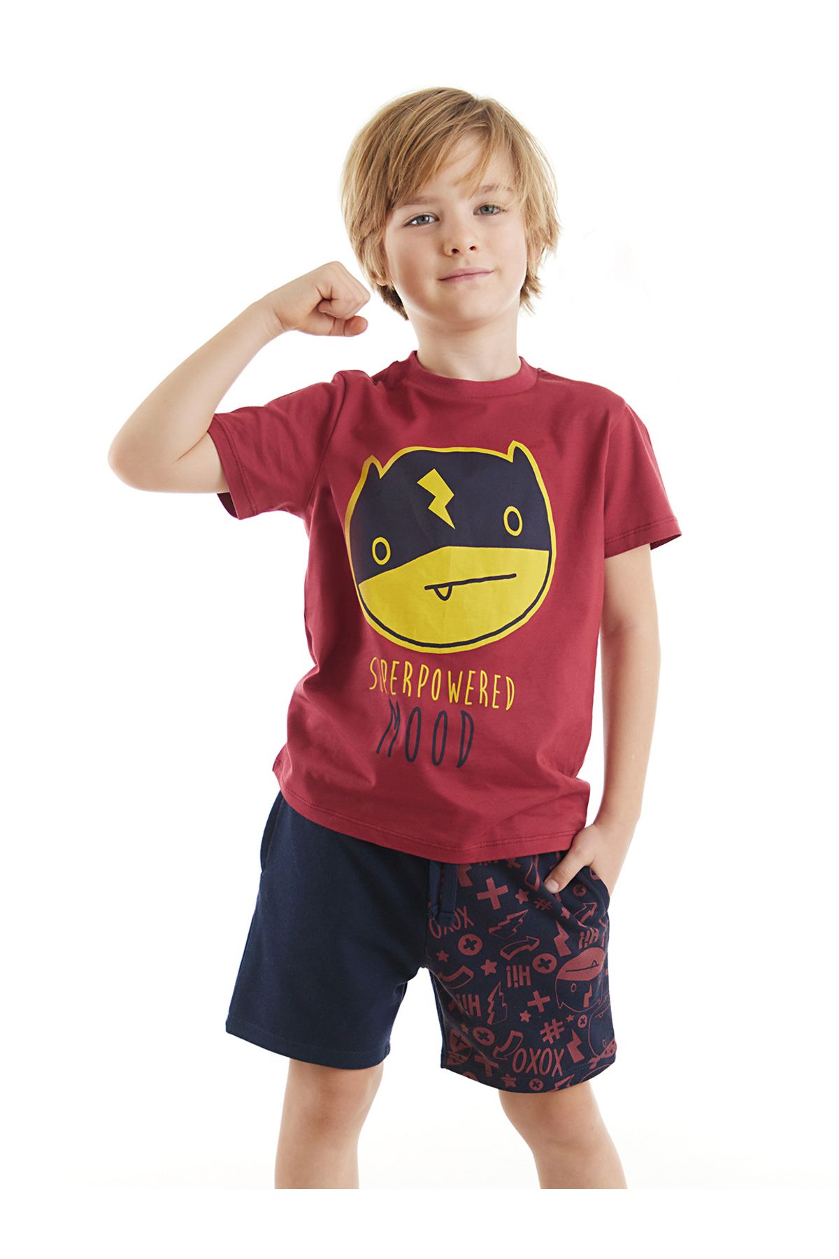 Denokids Süper Güçlü Erkek Çocuk T-shirt Şort Takım