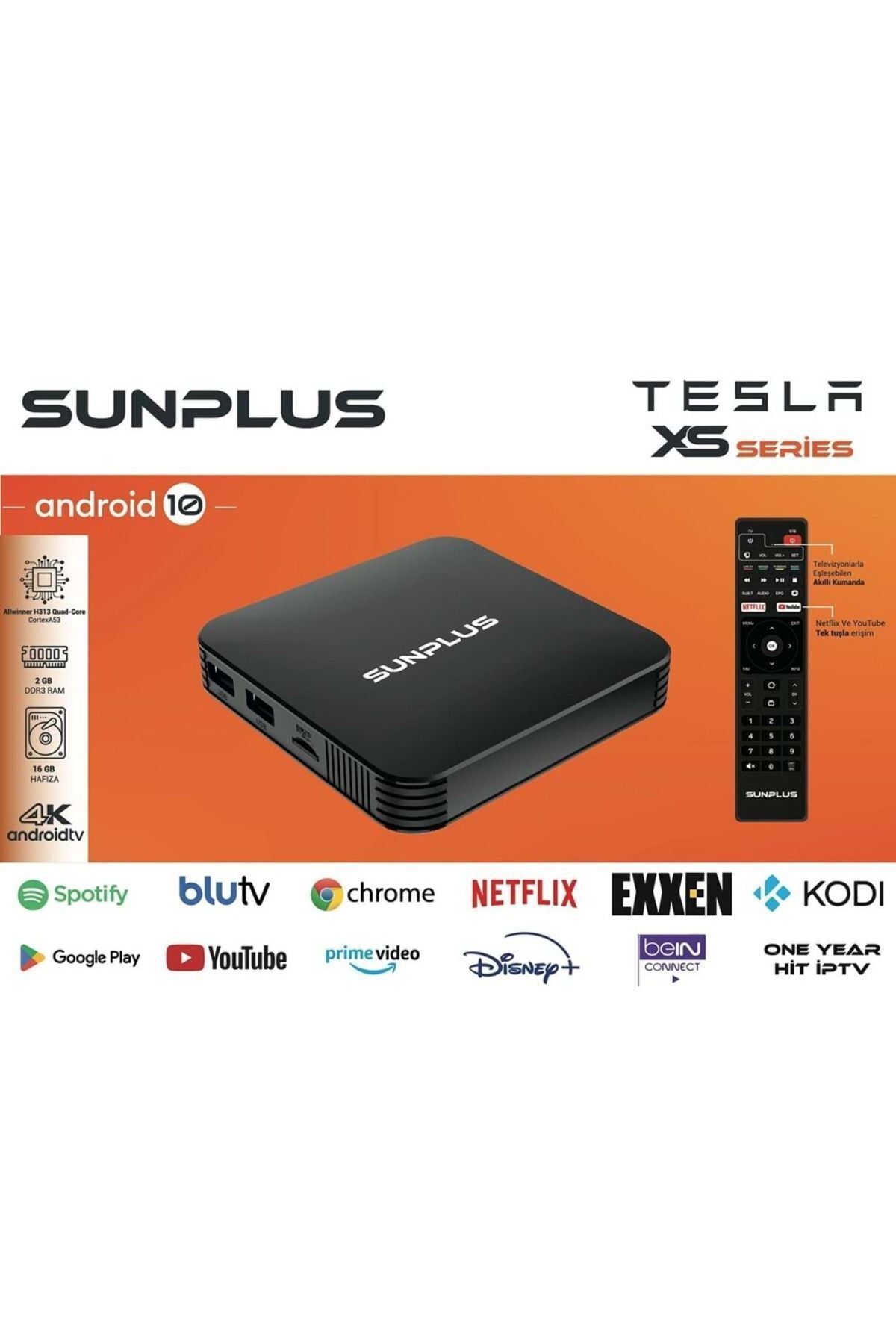 Sunplus Android Tv Box 2gb Ram -16 Gb Hafıza Android 12 Tvbox - 4 K Tesla Xs Series 3840*2160 P