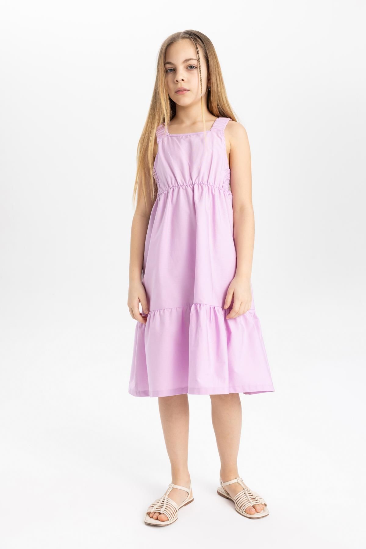 Defacto Kız Çocuk Poplin Askılı Elbise B4476a824sm