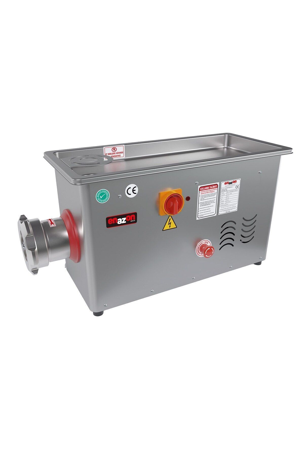Enazon 32 No 32 Lik Et Kıyma Makinesi 220 Volt 3 Kw 4 Beygir 750 Kg/saat Kapasite Ayna Bıçak Hediyeli