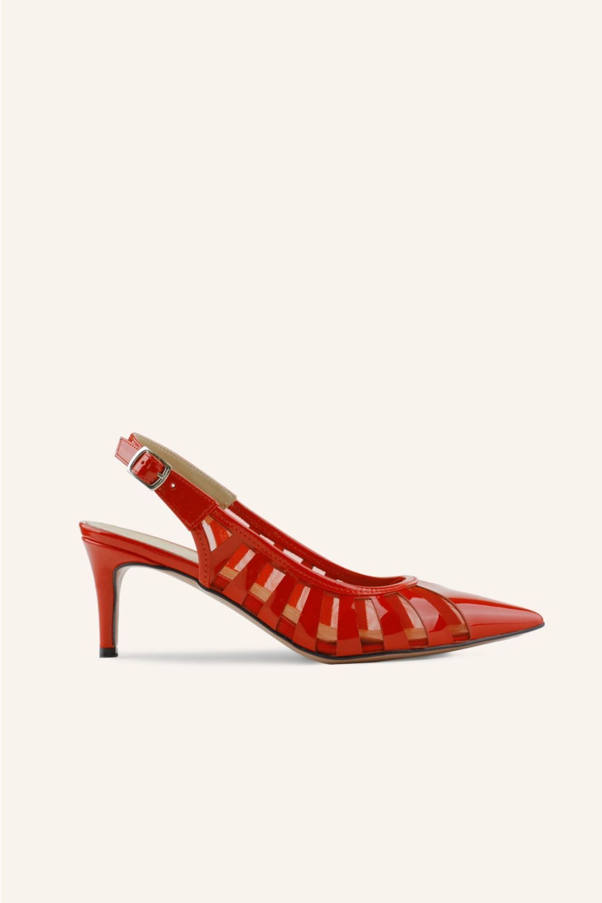 Marcatelli Kırmızı Rugan Zura Topuklu Ayakkabı