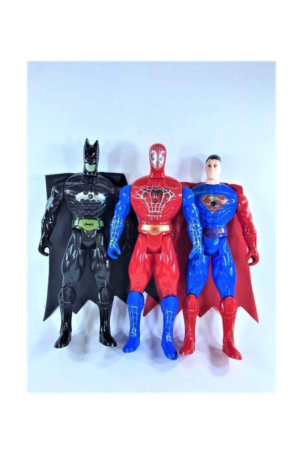 can oyuncak Avengers Süper Kahramanlar 3lü Işıklı Batman Örümcek Adam Süperman Figür Oyuncakları Seti