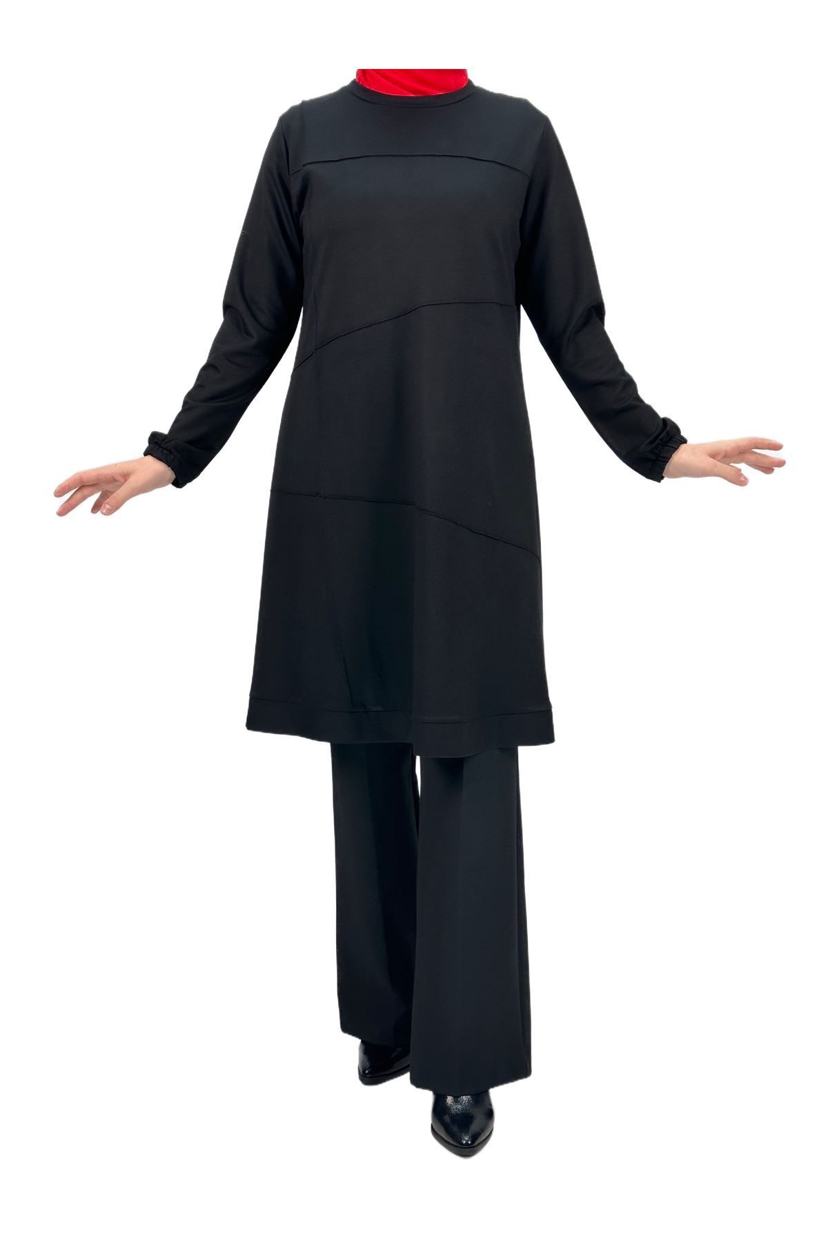 ottoman wear OTW617 İki İplik Nervürlü Tunik Siyah