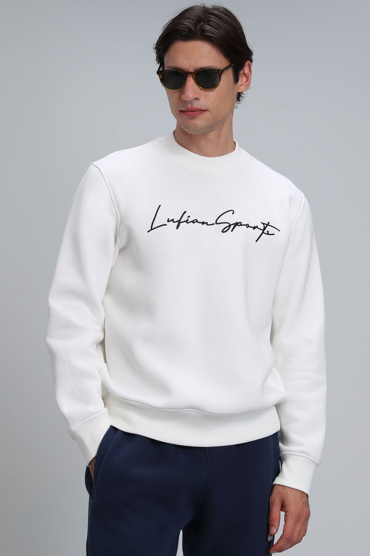 Lufian Lowe Erkek Sweatshirt Kırık Beyaz