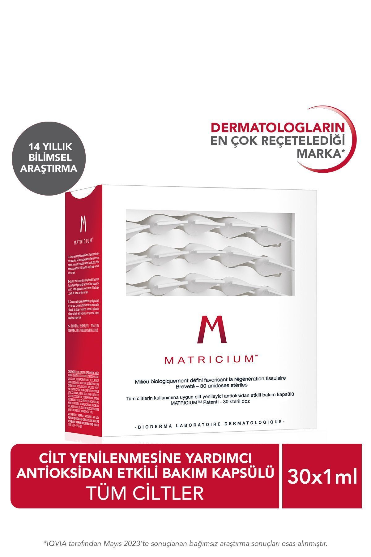 Bioderma Matrıcıum Yenileyici Antioksidan Etkili Niasinamid, Peptit, Hyalüronik Asitli Bakım Kapsülü 30x1ml